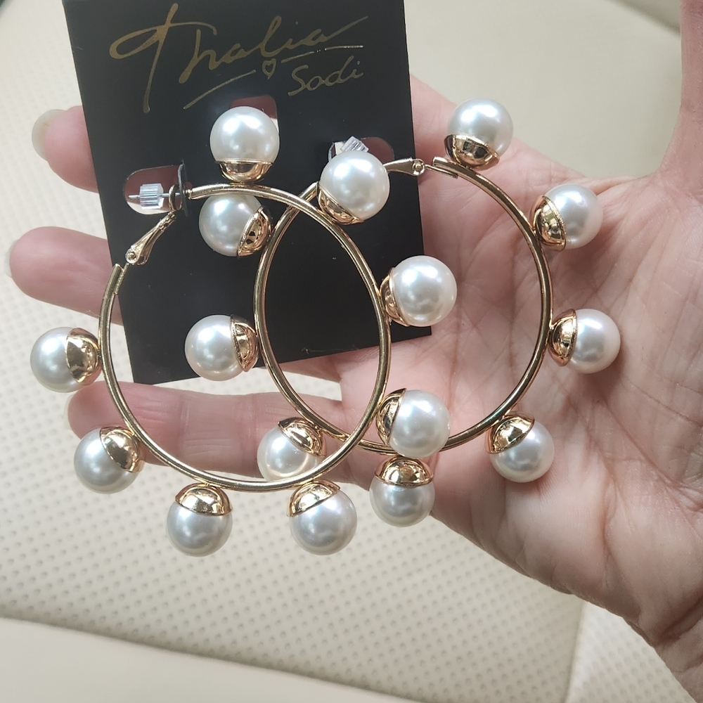 Thalia sodi pearl hoop earrings nwt large $34.50